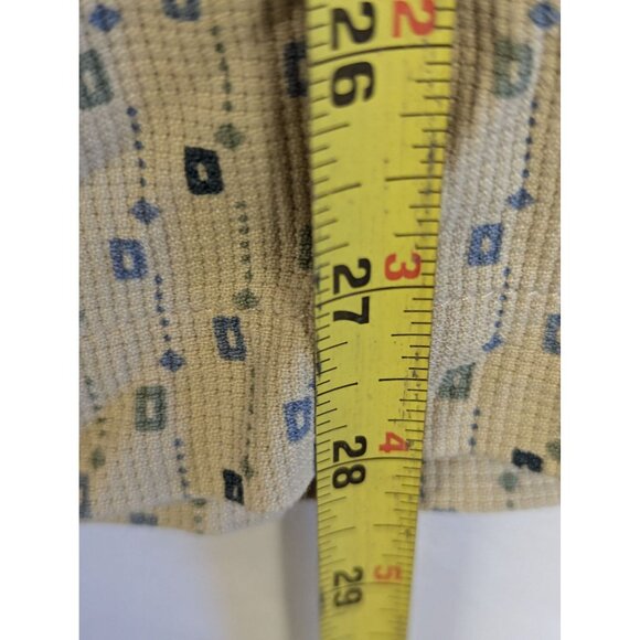 Vintage W.H. Belk Sportswear Beige & Blue Patterned Button-Up Shirt XL Silk Blen - Picture 5 of 6
